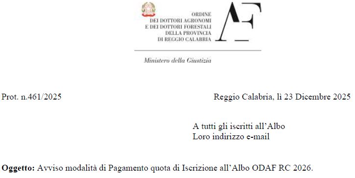 Avviso modalità di pagamento quota 2026