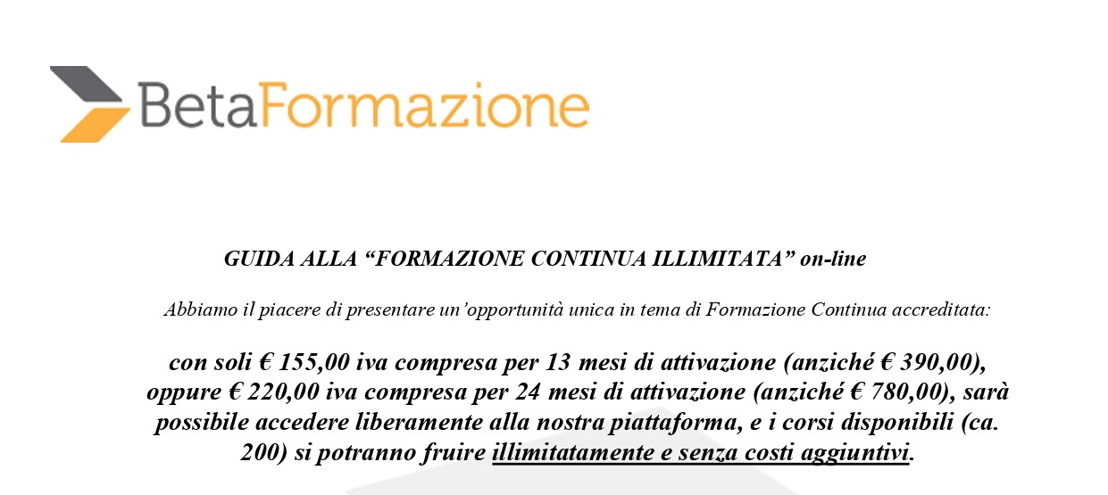Rinnovo Convenzione con Beta Formazione S.r.l.